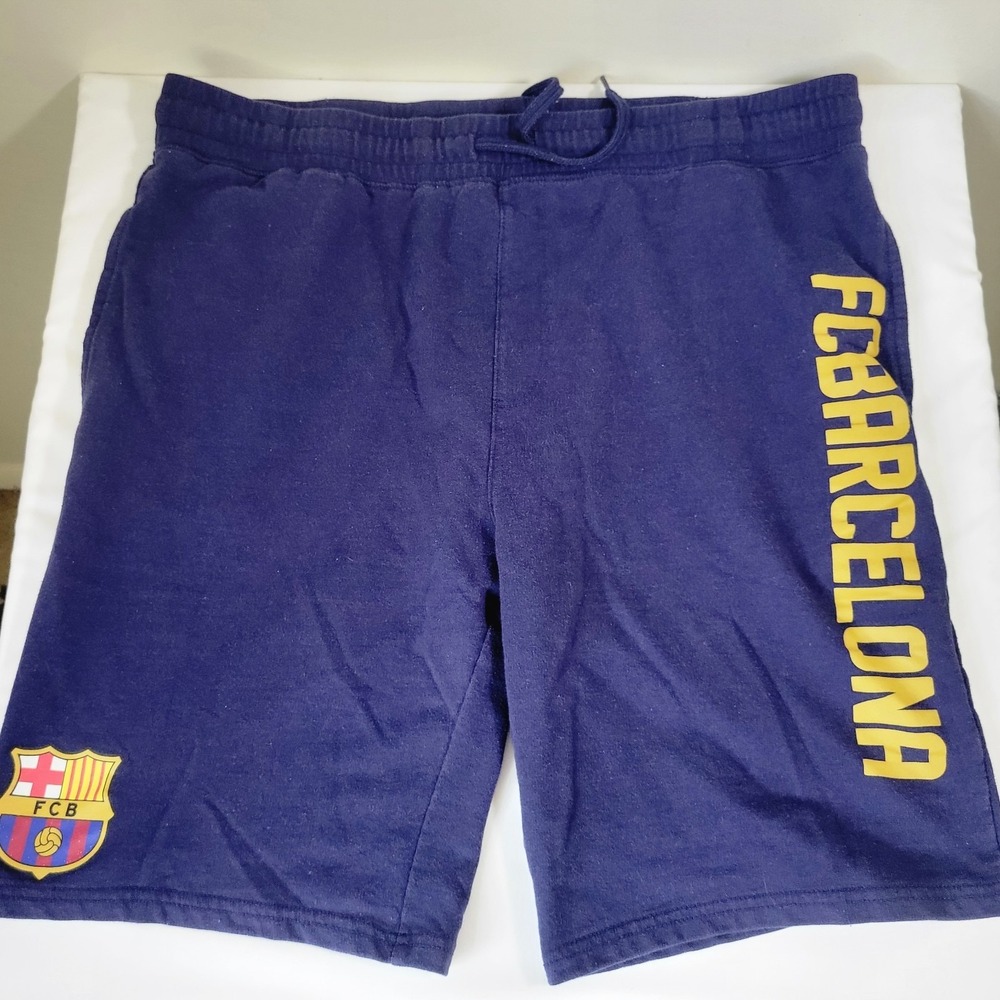 Fifth Sun FC Barcelona Mens Navy Blue Fleece Sweat Shorts XL Official Soccer